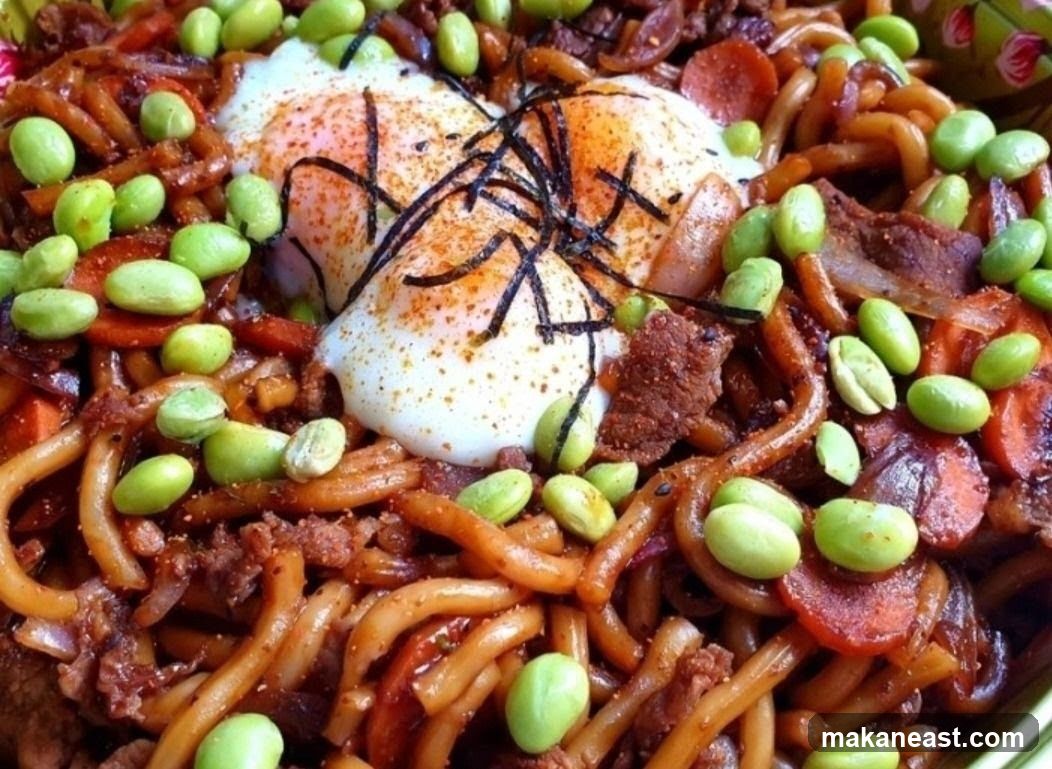 Noodle Dish with Eggs and Edamame