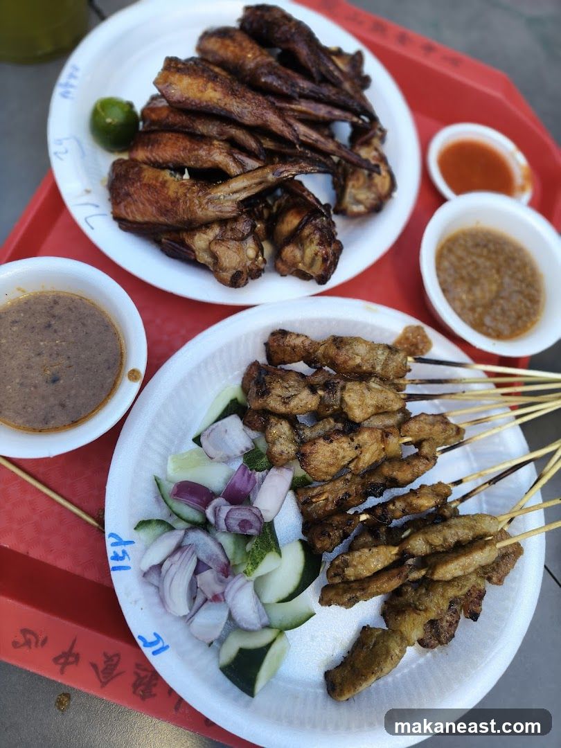 Chicken Wings and Satay Skewers