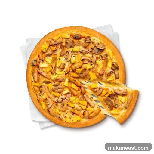 Pizza with Mushrooms and Pineapple
