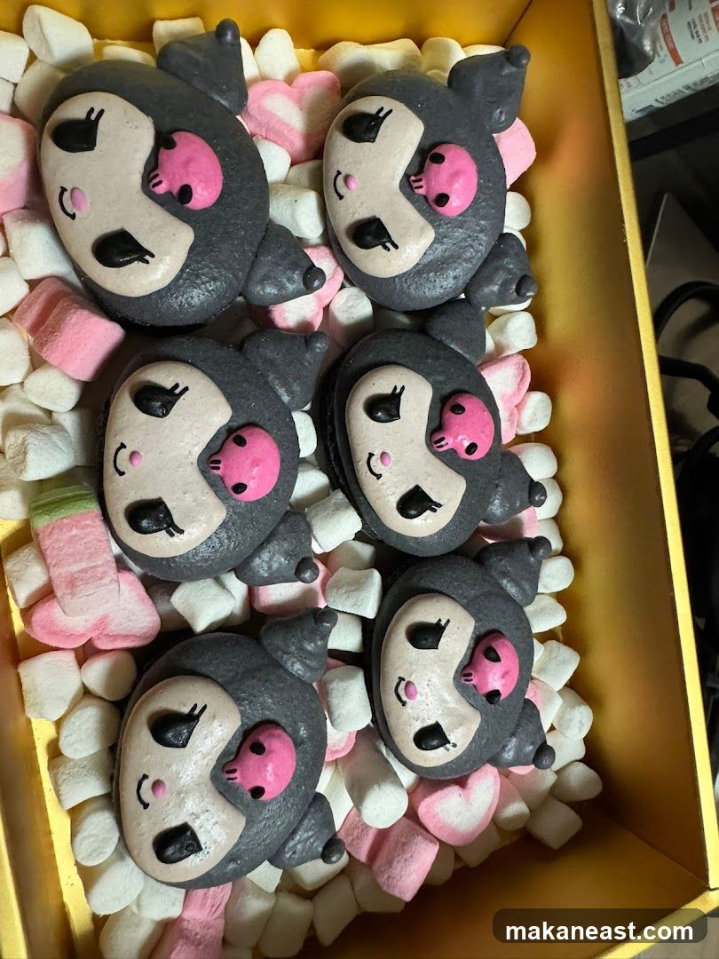 Kuromi-themed macarons