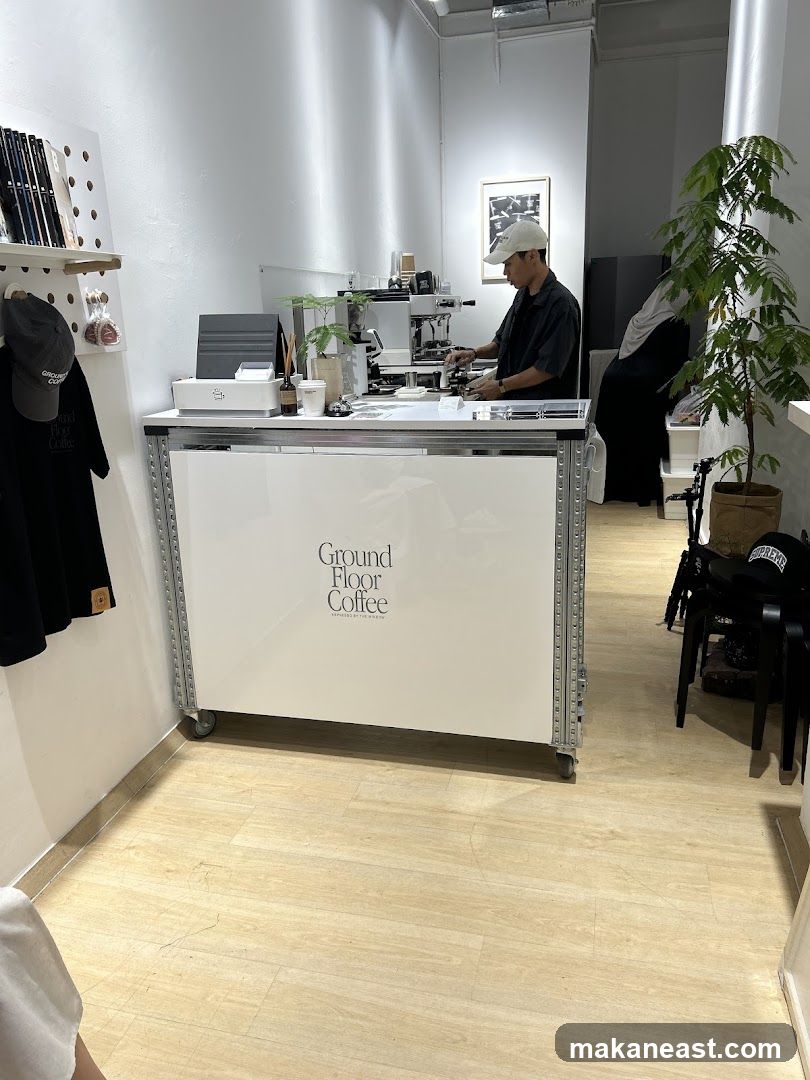 Coffee counter with barista