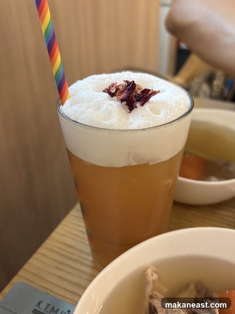 Beverage with Foam and Dried Flowers