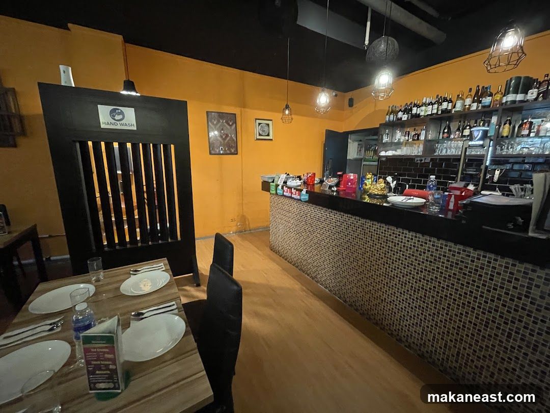 Restaurant Interior with Bar and Dining Area
