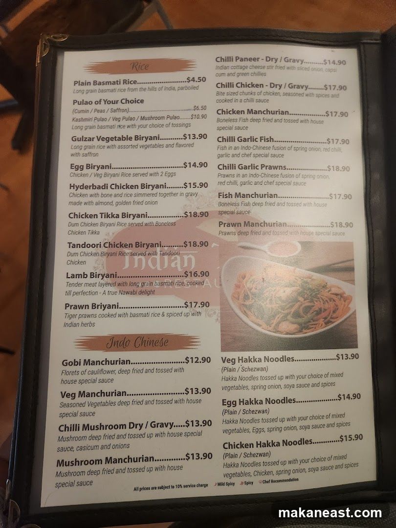 Indian Menu