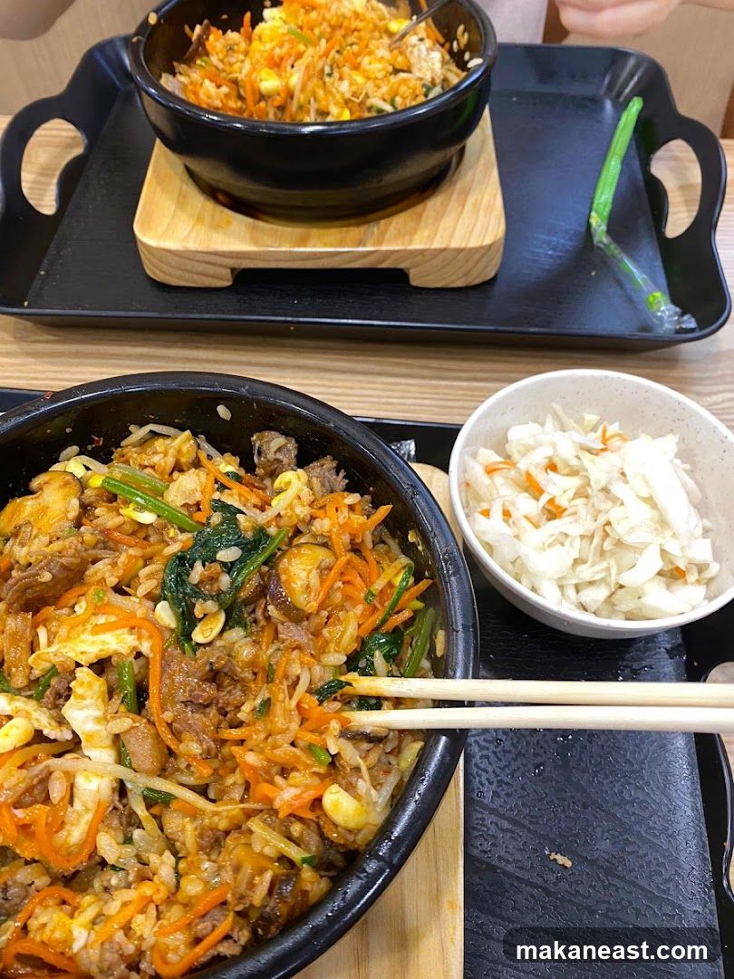 Bibimbap with Side of Cabbage Salad