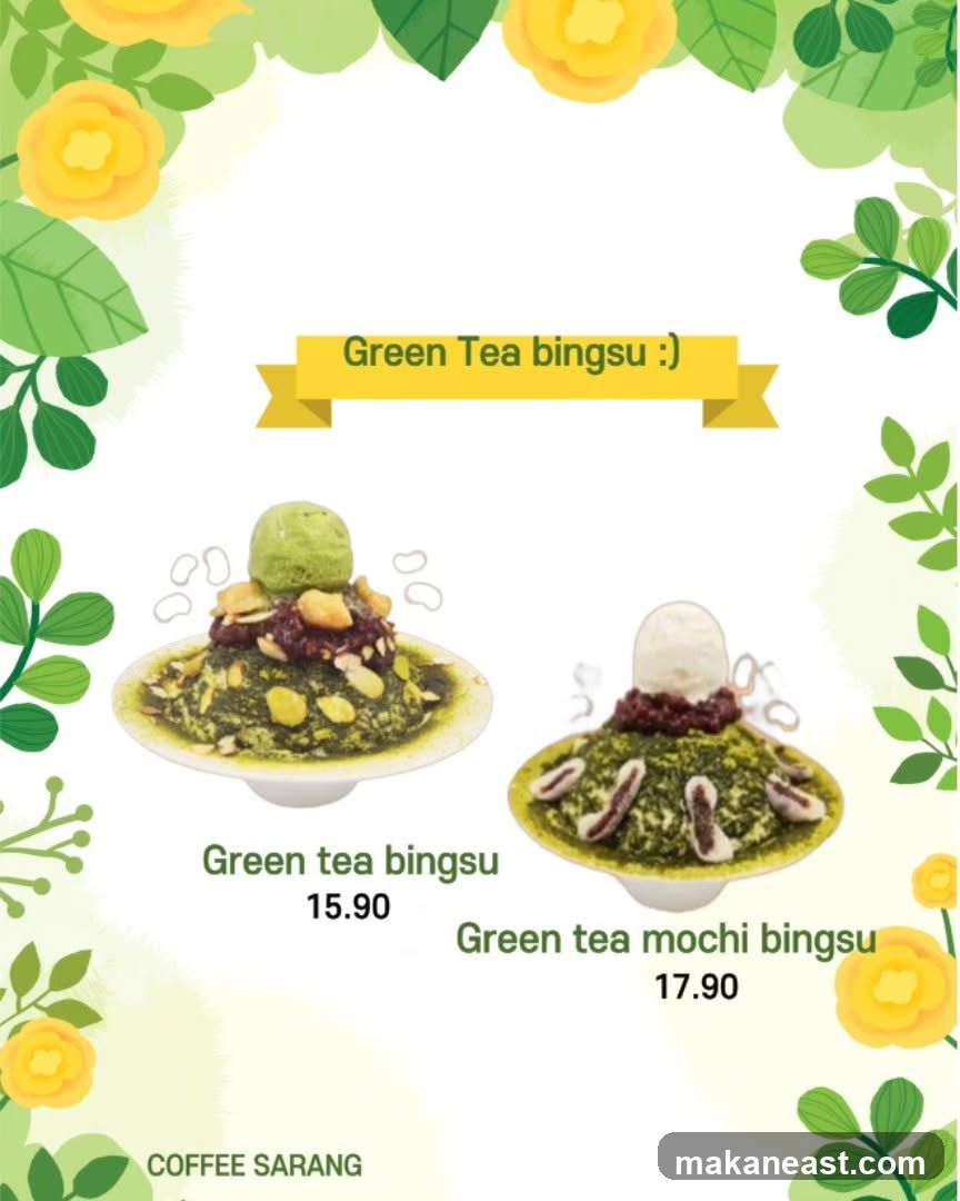 Green Tea Bingsu Menu