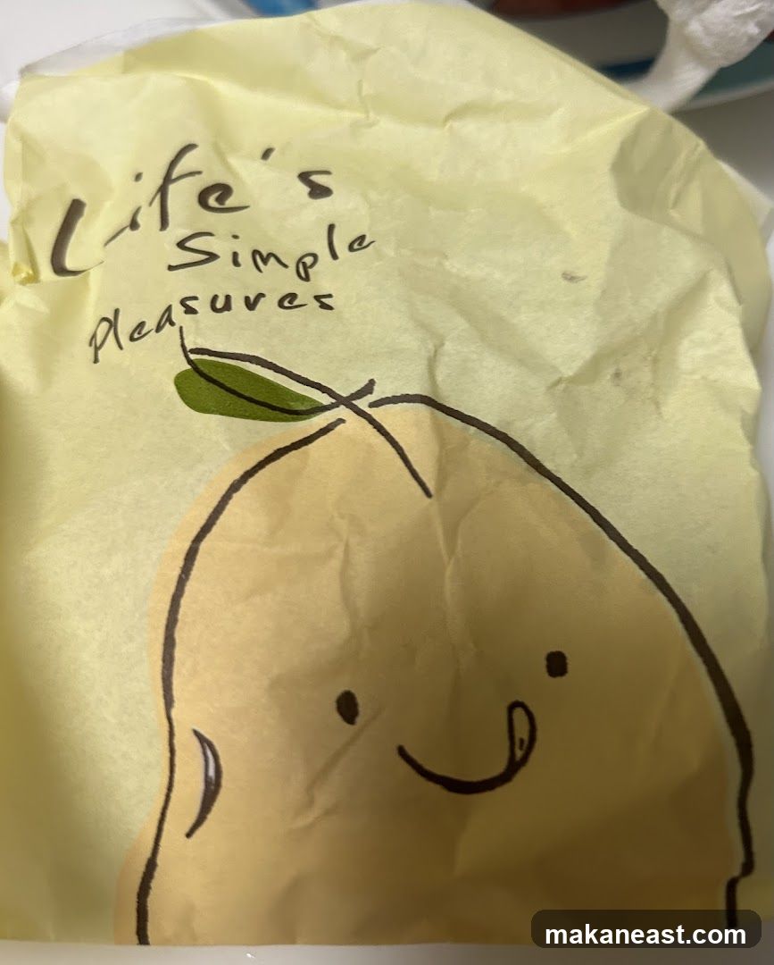 Food wrapper with cartoon drawing