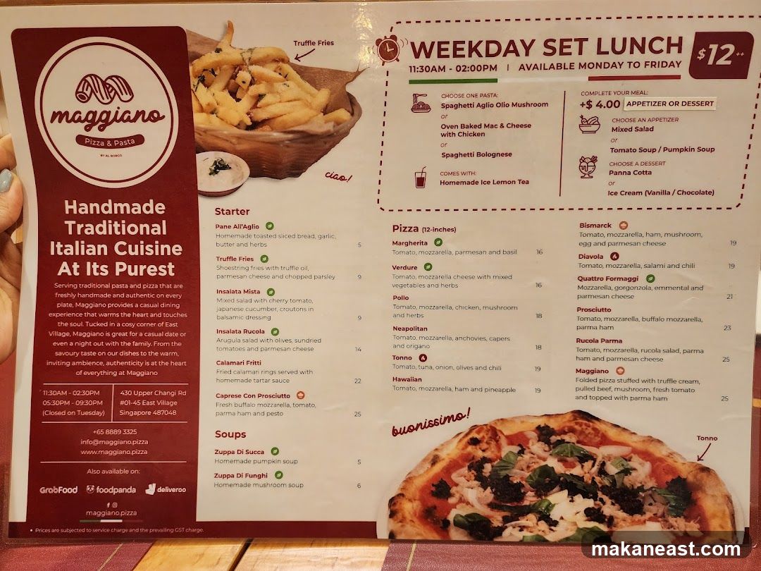 Maggiano Pizza & Pasta Menu