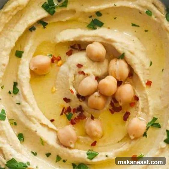 Hummus with Chickpeas and Chili Flakes