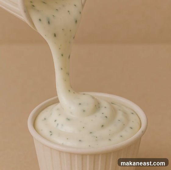 Creamy Dressing Being Poured