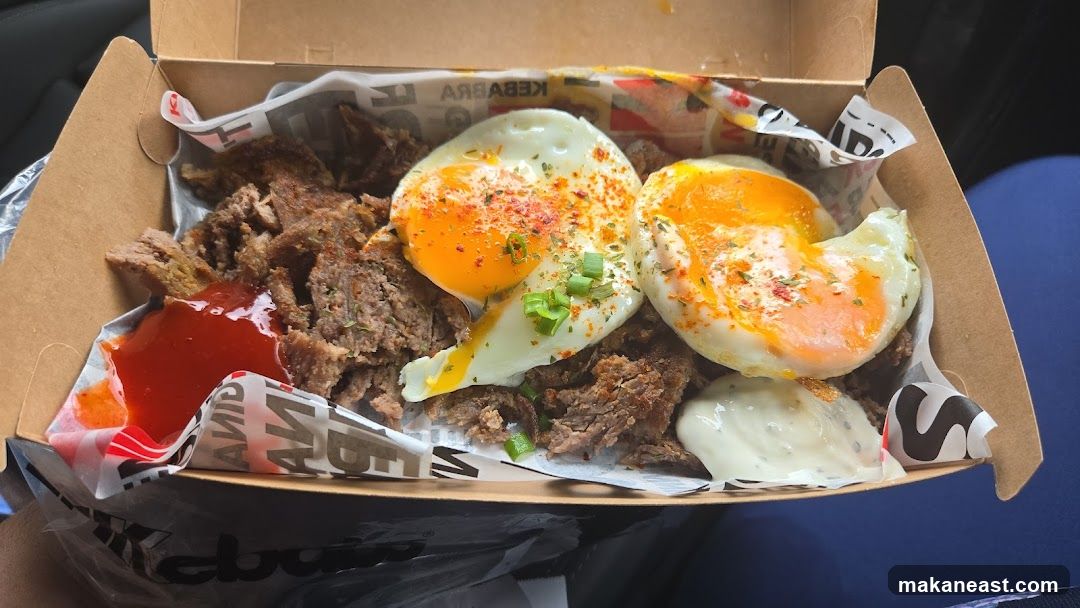 Doner Kebab Plate with Fried Eggs