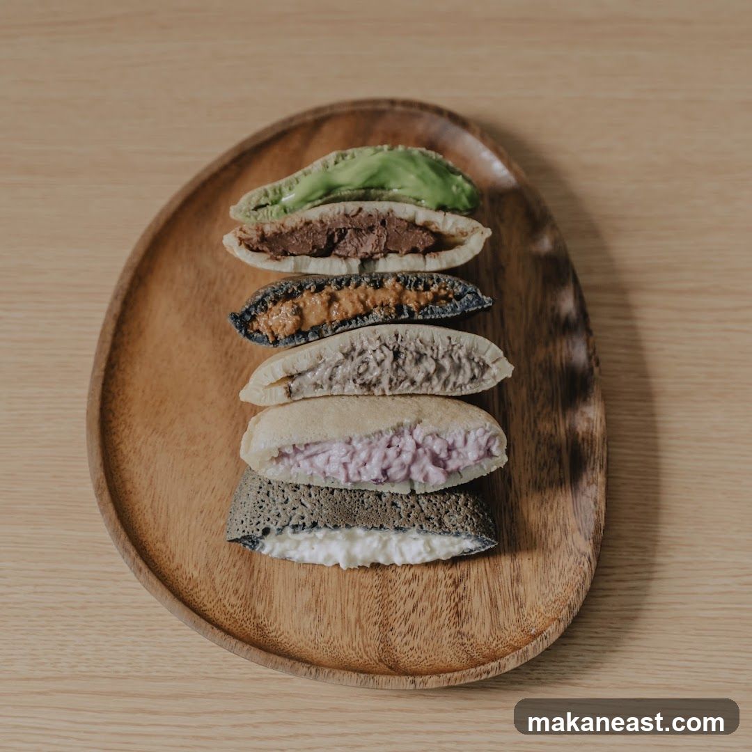 Assortment of filled pancakes