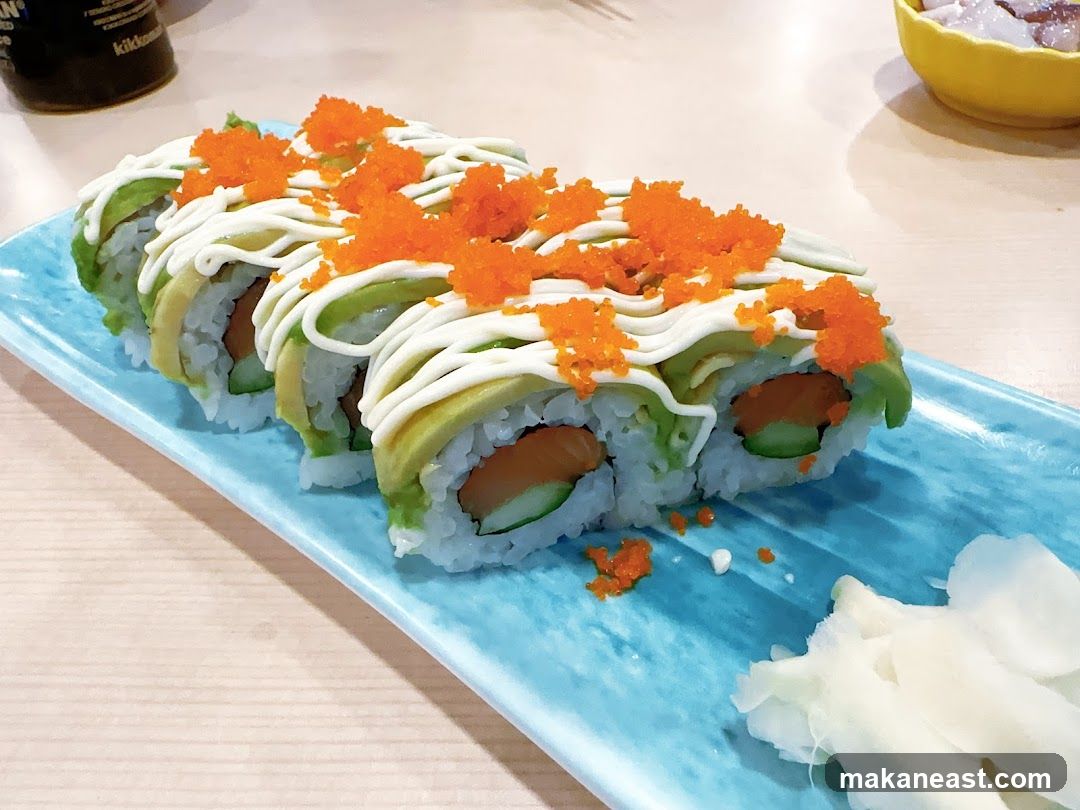 Sushi Roll with Avocado and Roe