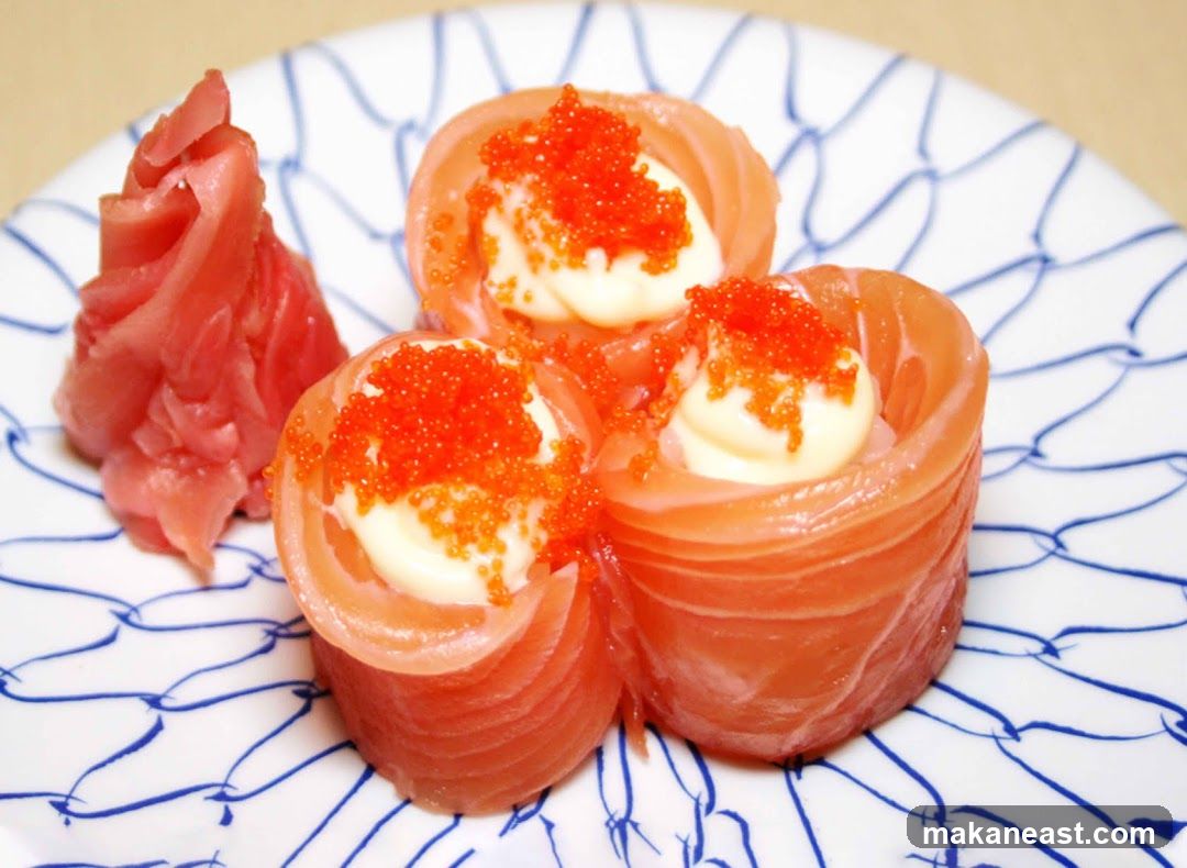 Salmon Rolls with Roe and Mayo