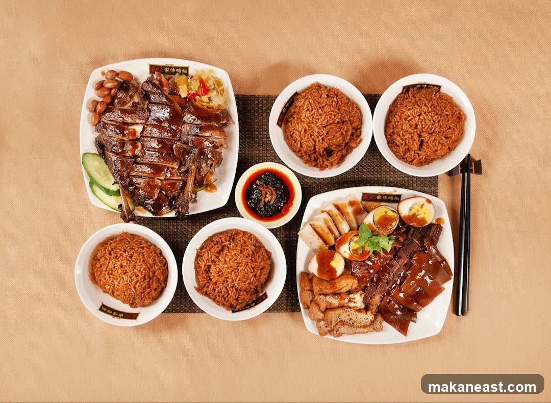 Platters of Roasted Duck and Braised Meats with Rice
