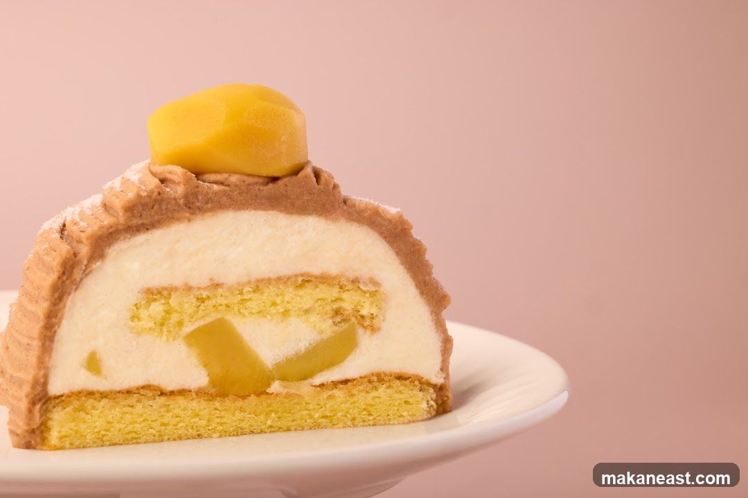 Chestnut Roll Cake Slice