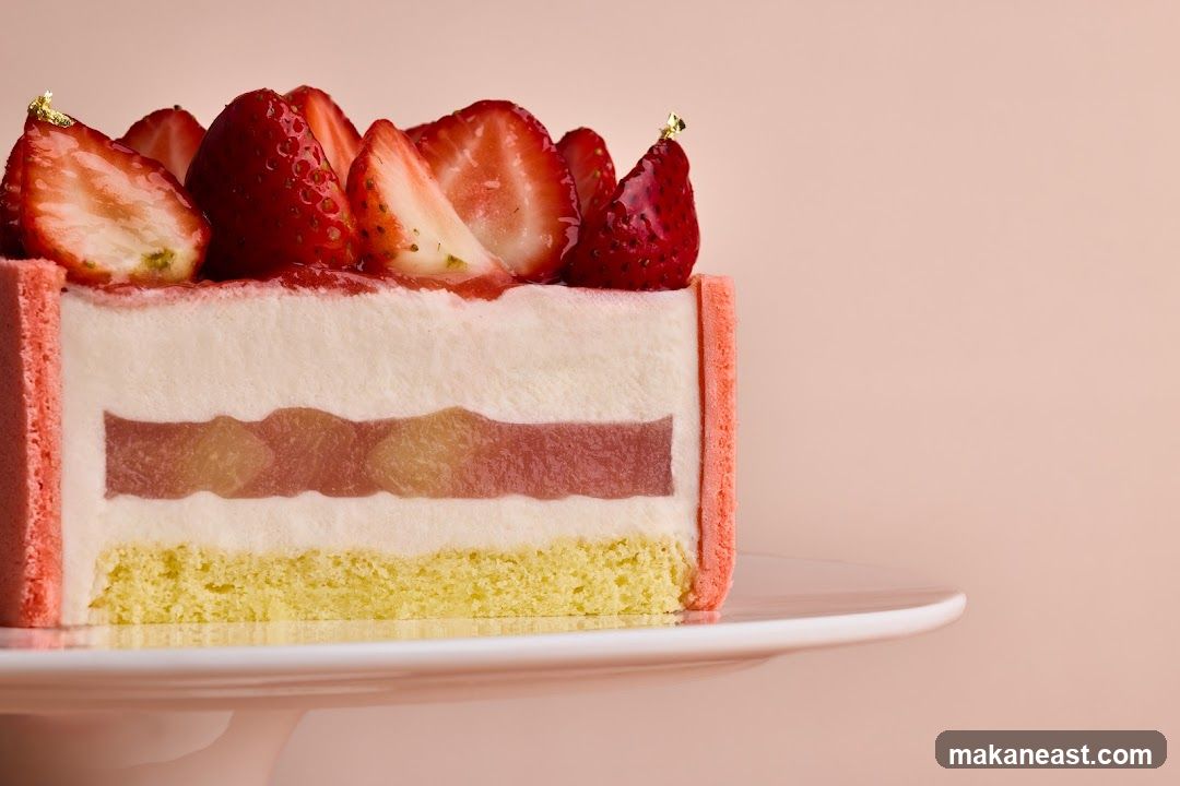 Strawberry Mousse Cake Slice