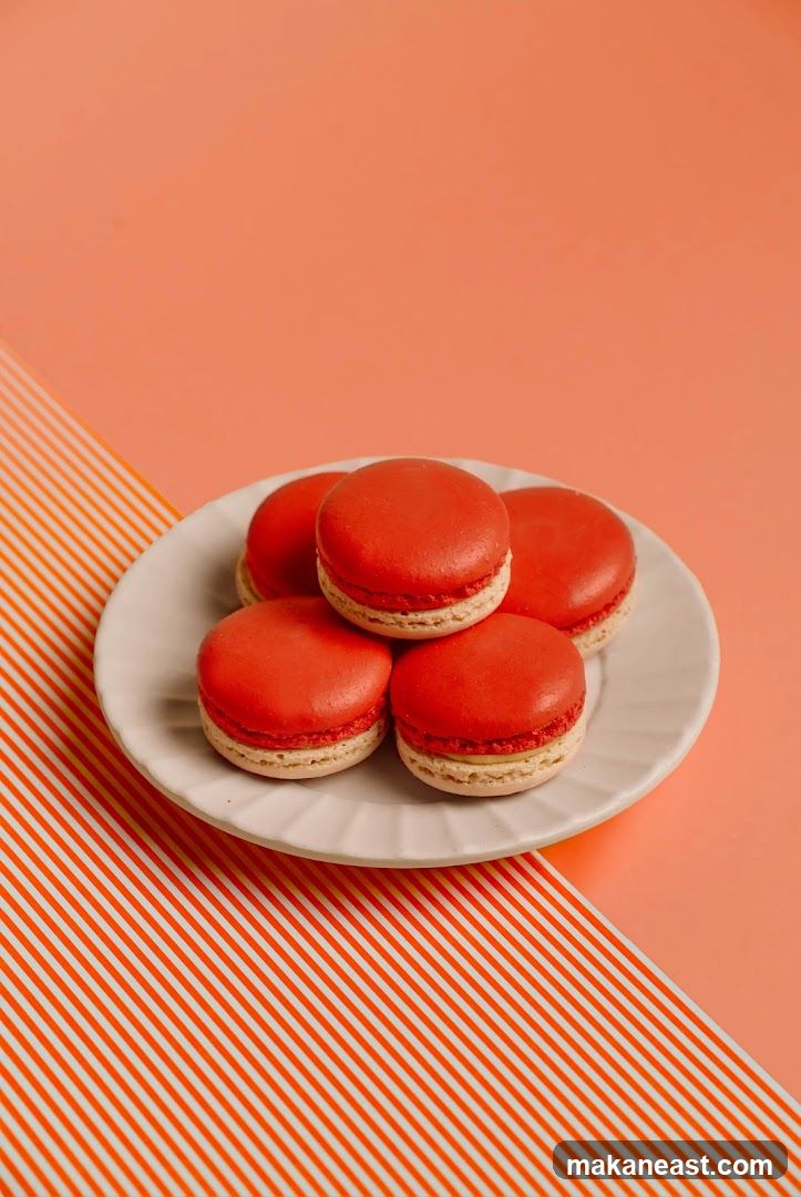 Red Macarons on a Plate