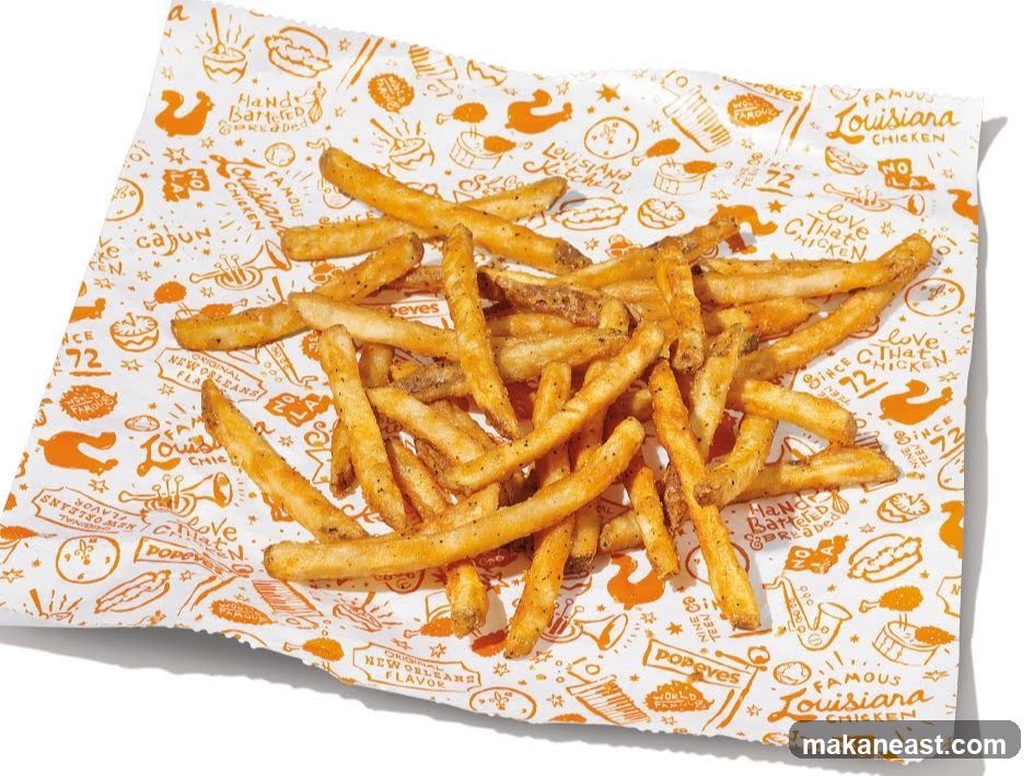 Fries on branded paper