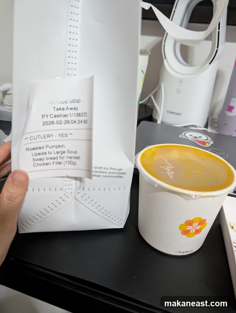 Take Away Order Receipt and Soup