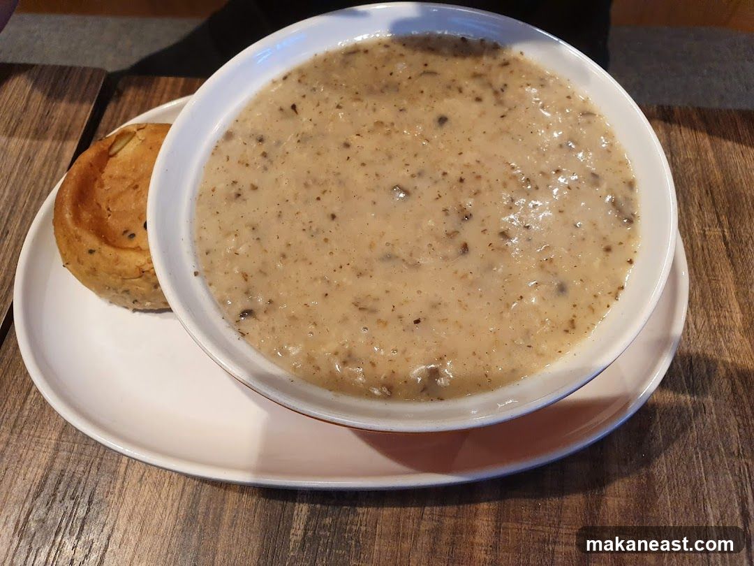 Mushroom soup with a roll