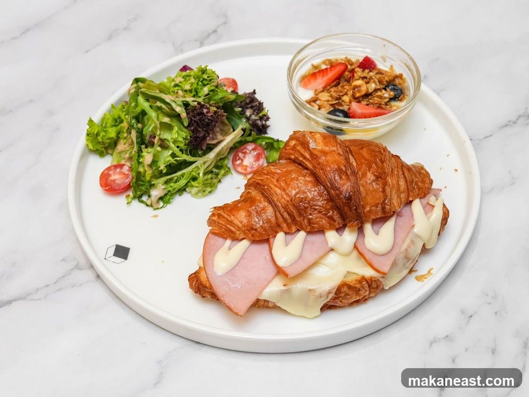 Croissant Sandwich with Salad and Yogurt Parfait