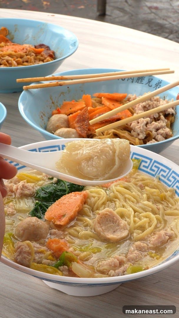 Noodle Soup with Meatballs and Vegetables