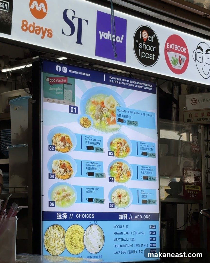 Minced Pork Noodles Menu