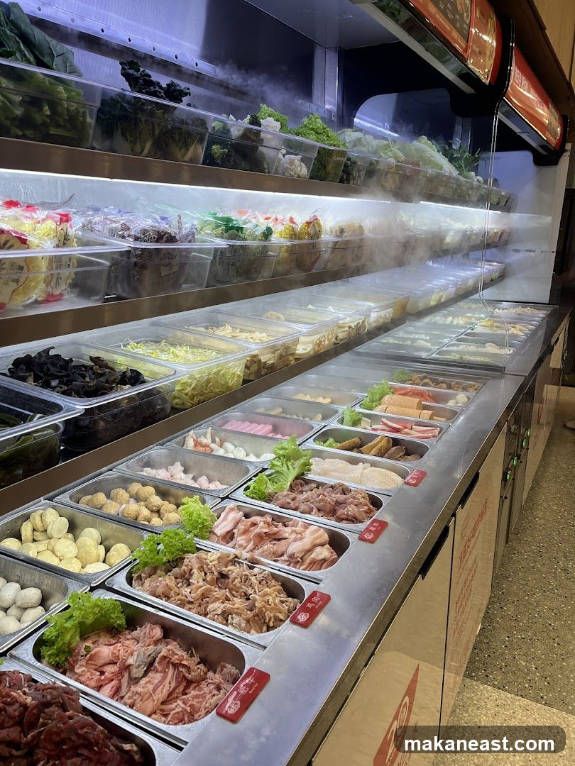 Buffet Display with Meats and Vegetables