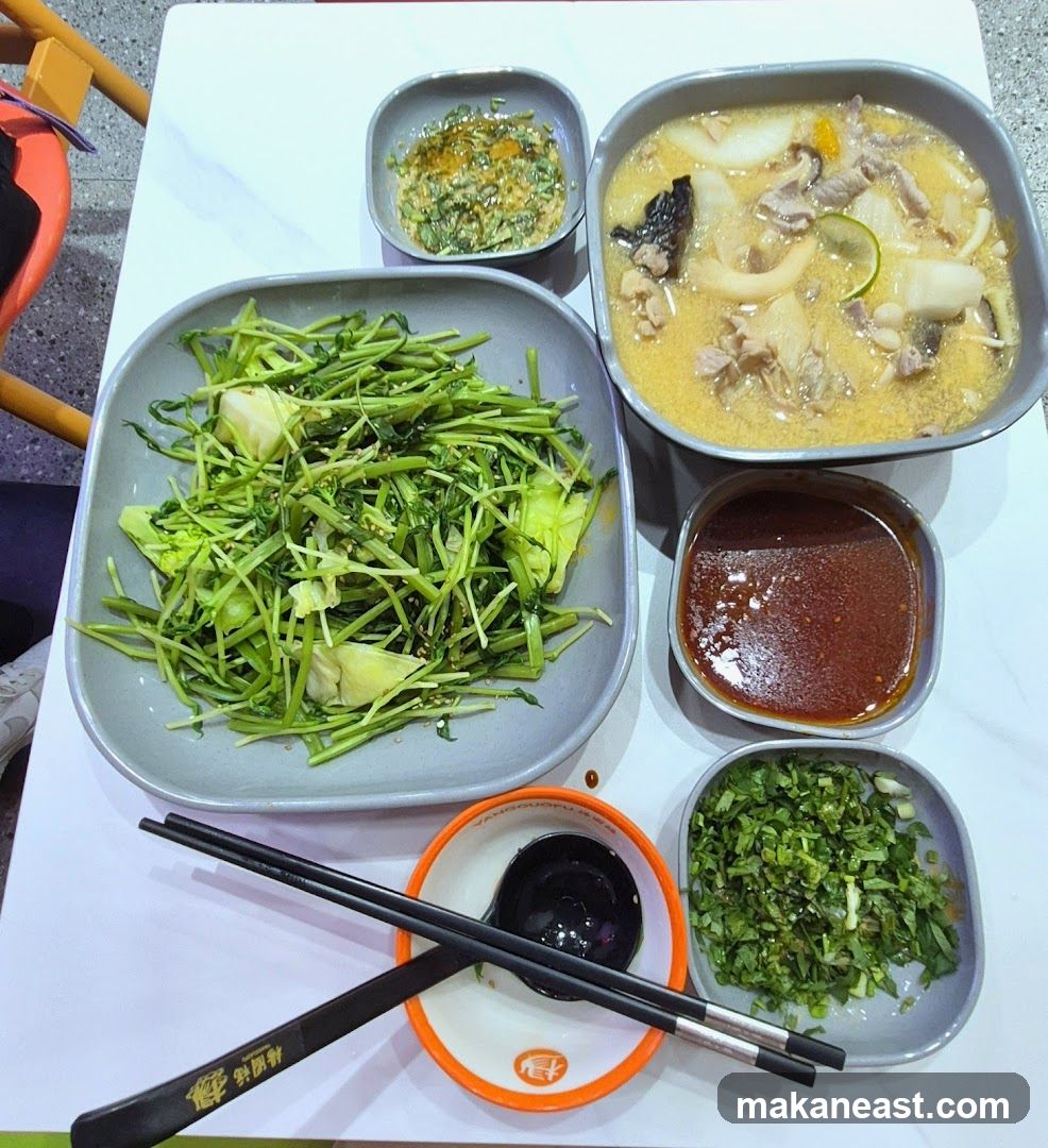 Meal with Soup and Vegetables