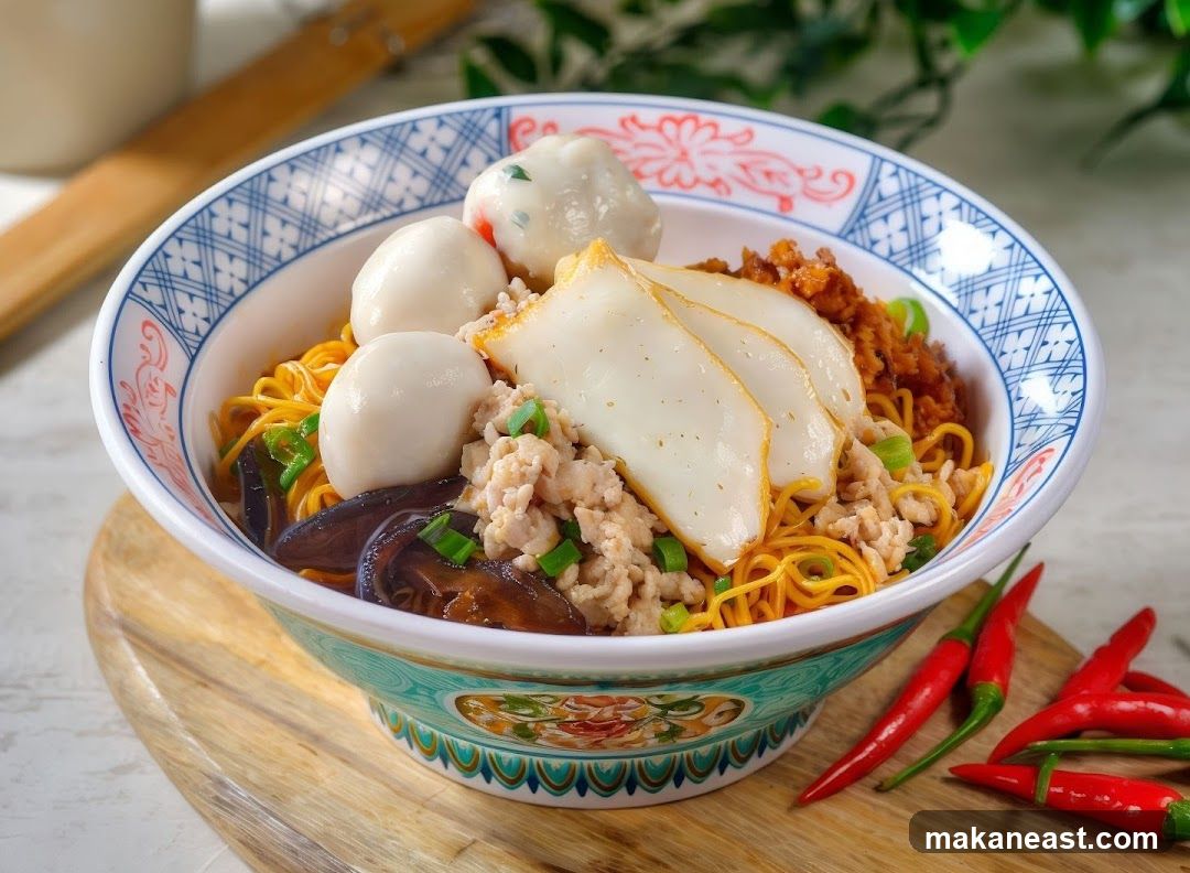 Noodle Bowl with Fish Balls and Minced Meat