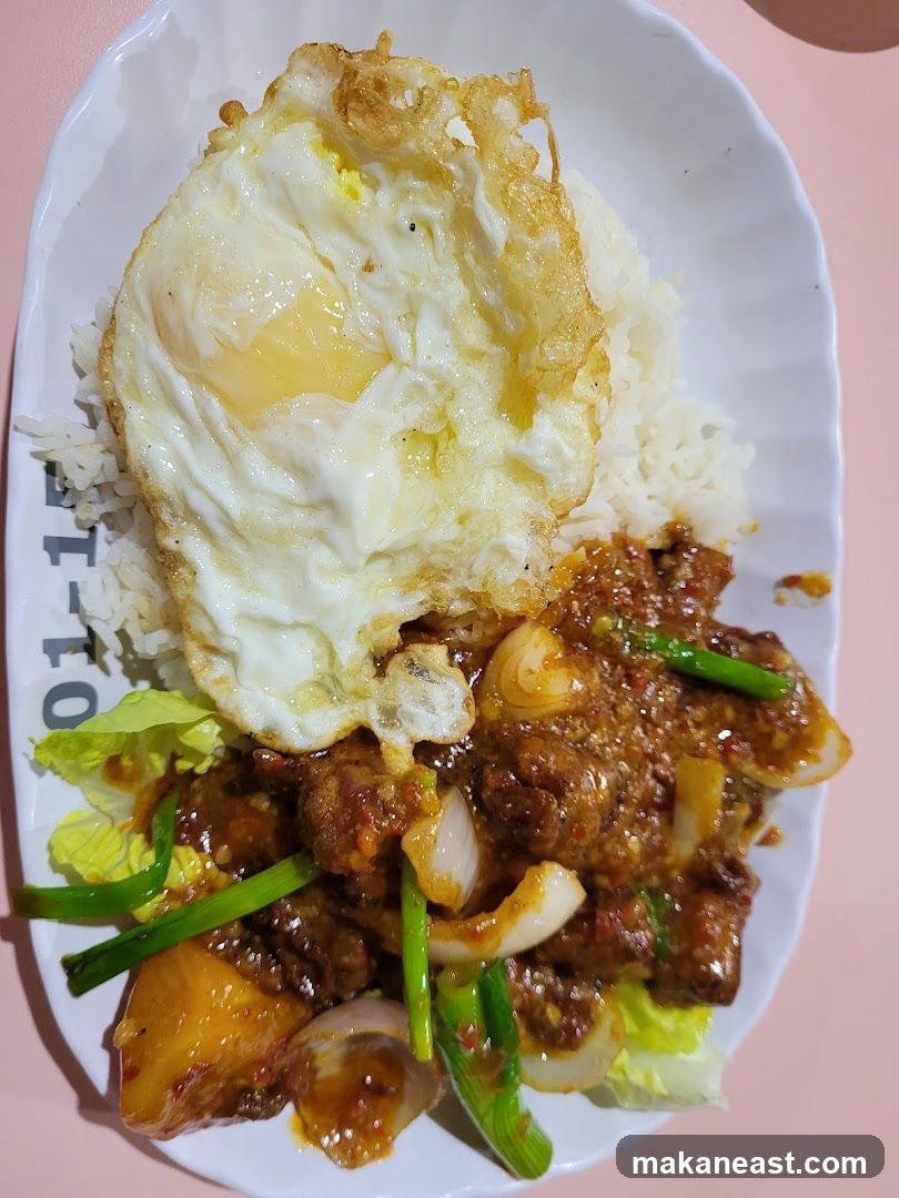 Spicy Beef with Rice and Fried Egg