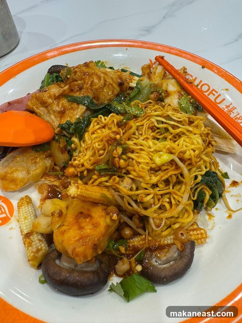 Spicy Noodles with Vegetables and Meat