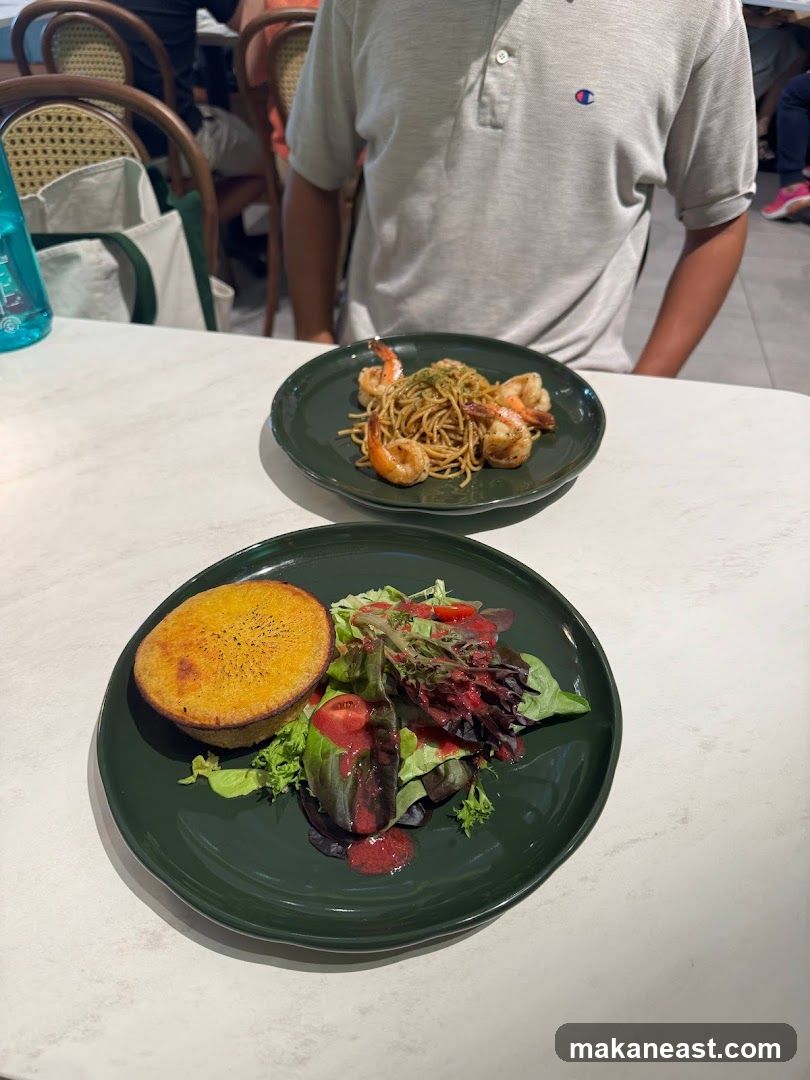 Two plates of food on a table