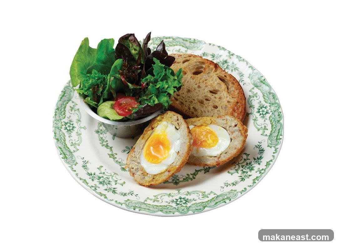Scotch Eggs with Salad and Bread