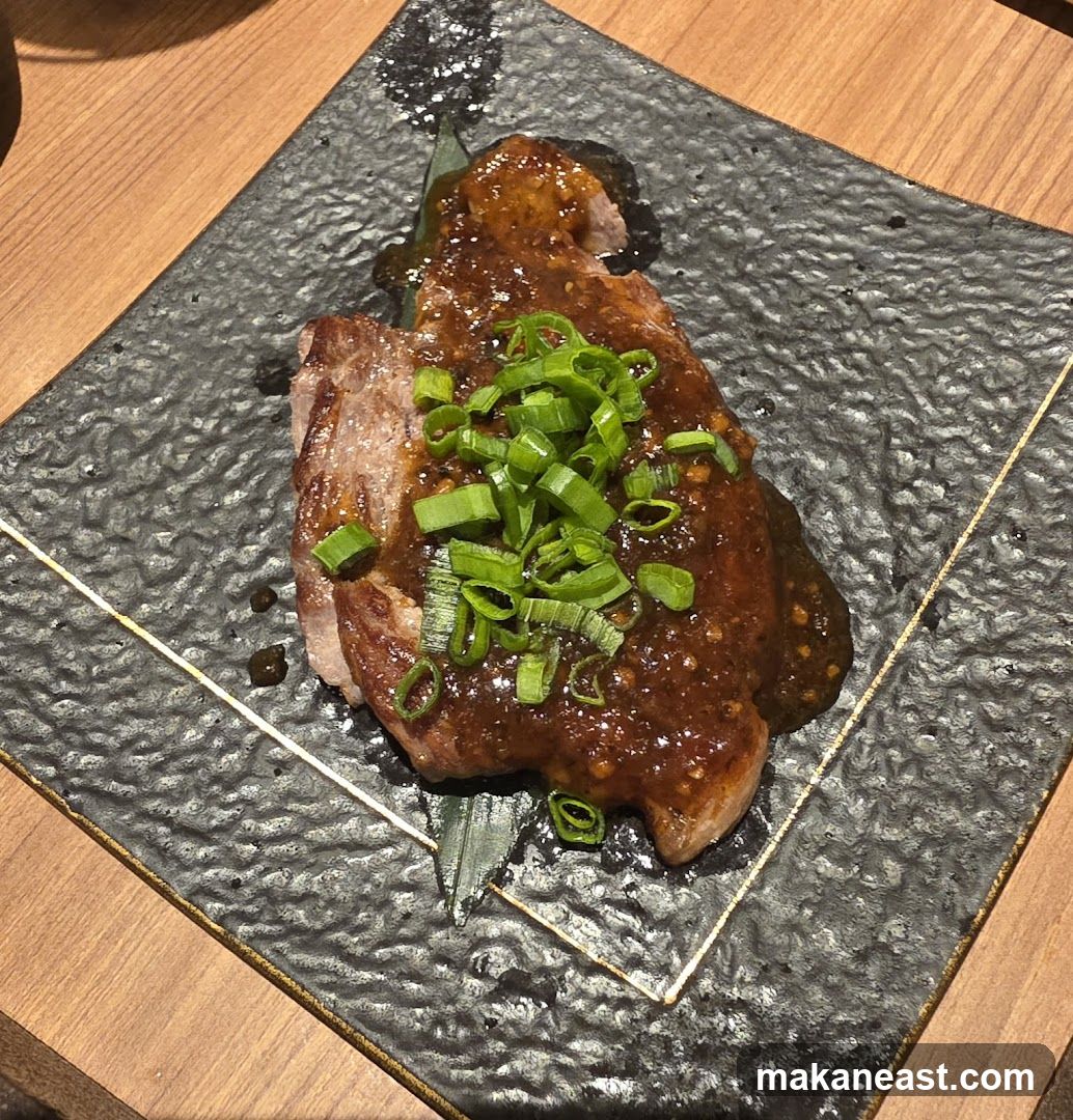 Steak with Sauce and Scallions