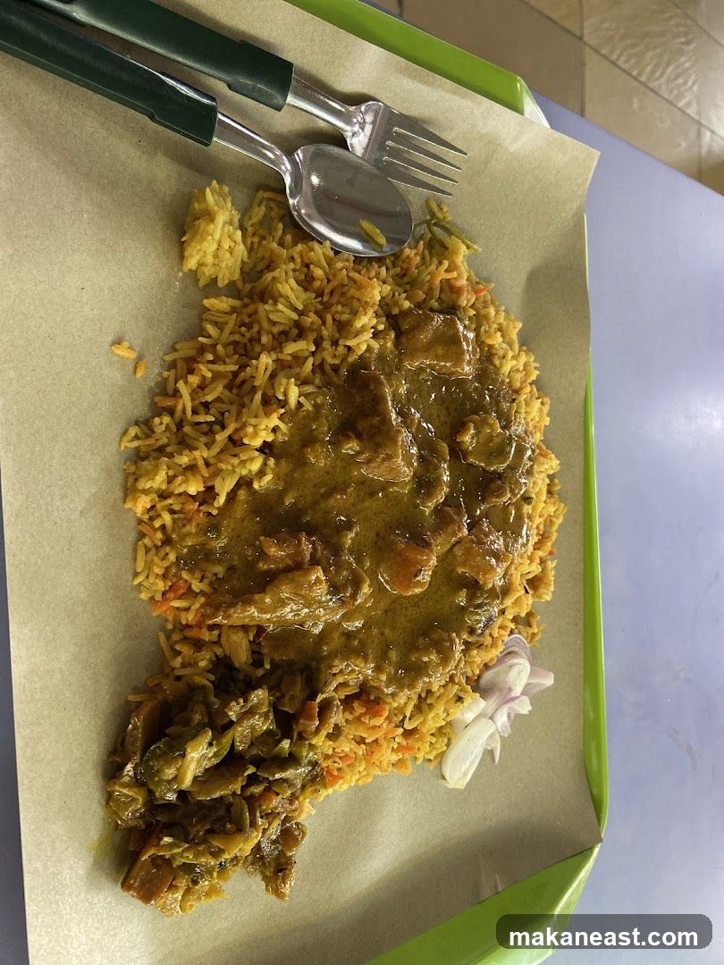 Biryani with Curry and Side Dish