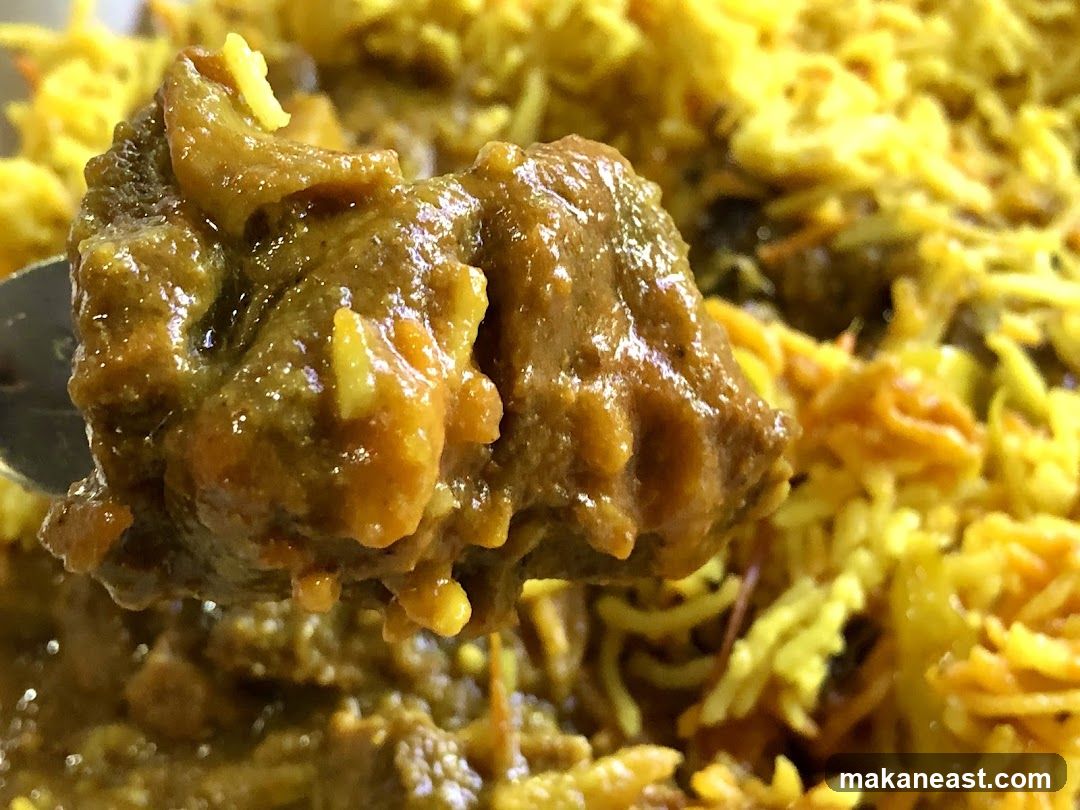 Close-up of Biryani with Meat