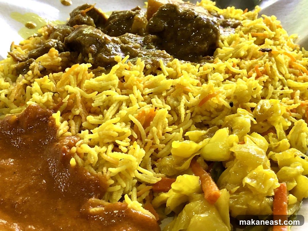 Plate of Rice with Meat and Vegetables