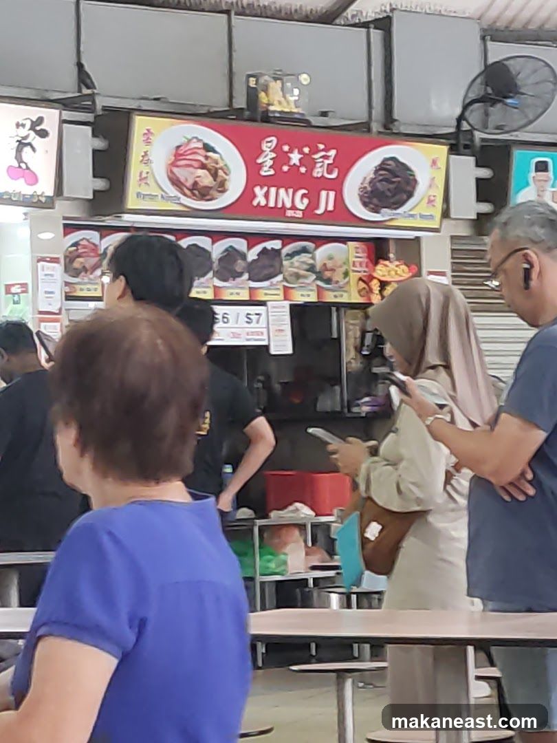 Food Stall with Menu and Customers