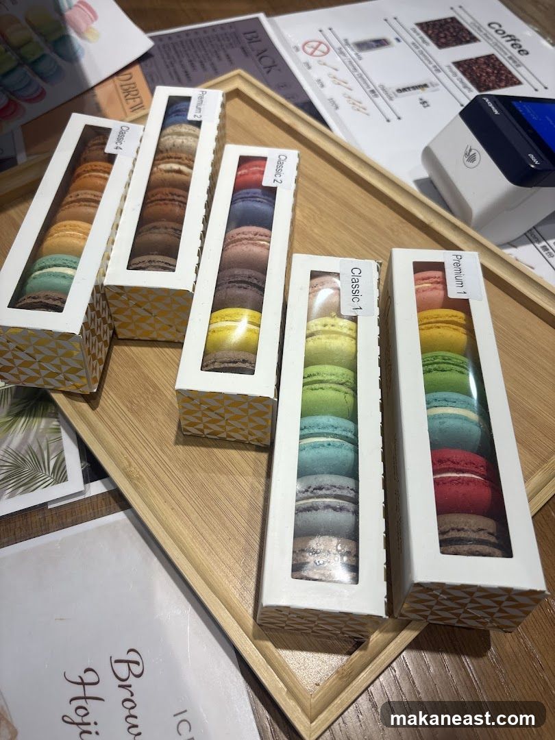 Macarons in boxes