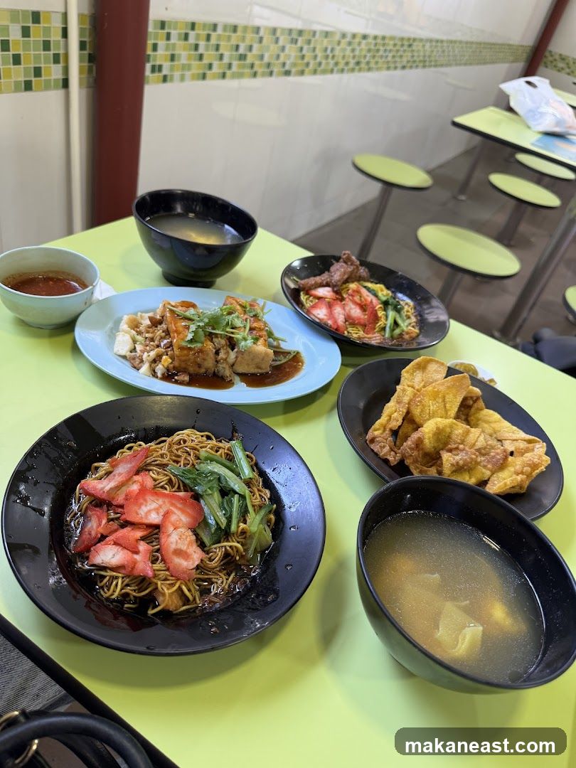 Noodles and Fried Wontons