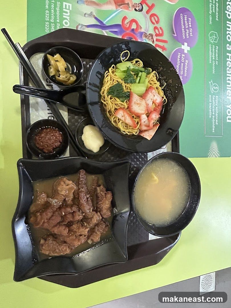 Meal Tray with Noodles and Braised Meat