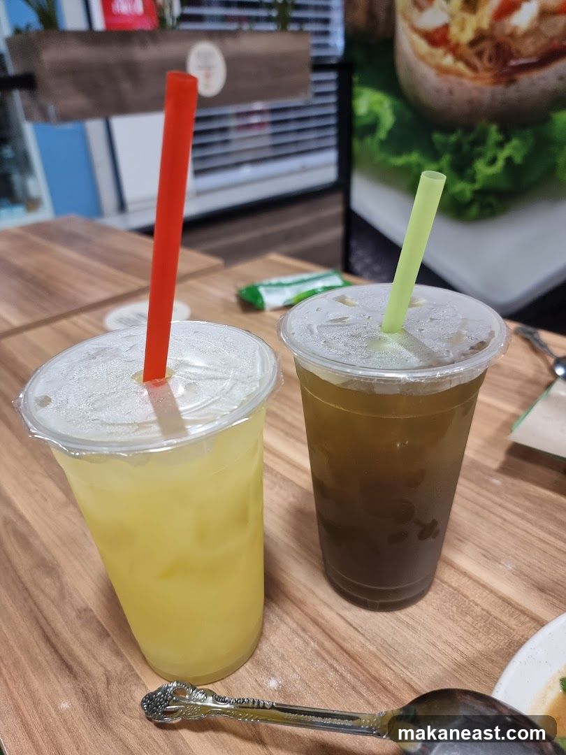 Two drinks on a table