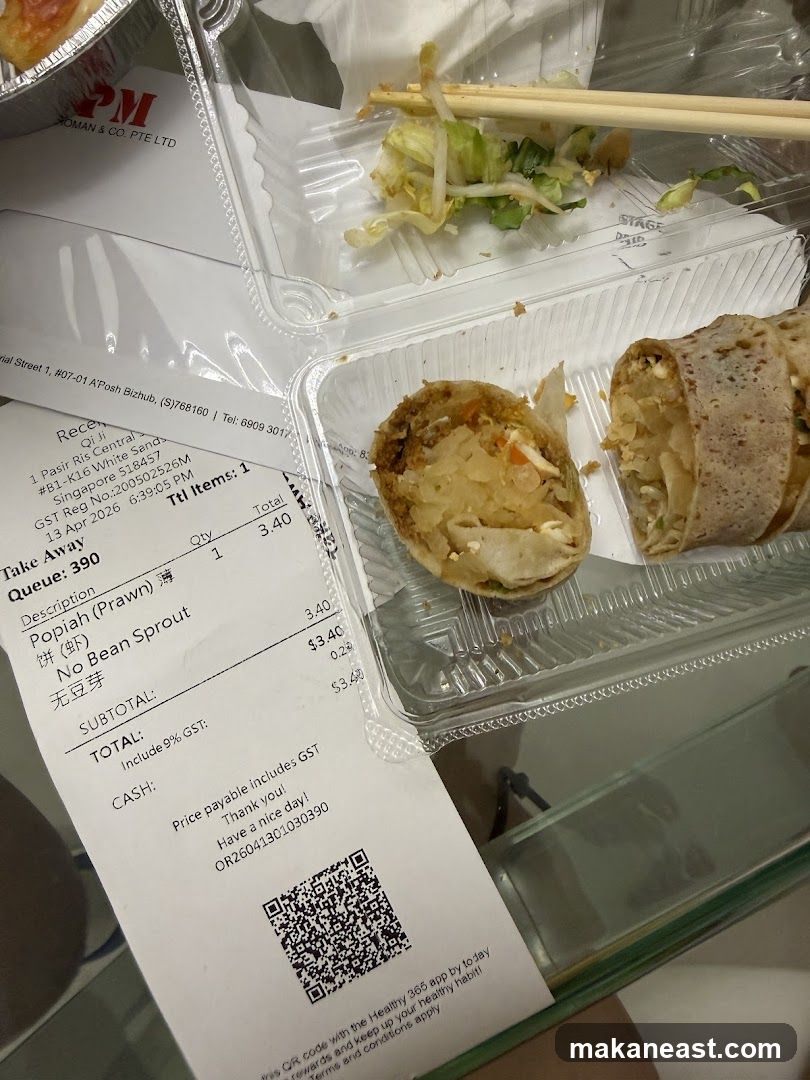 Takeaway Receipt and Food