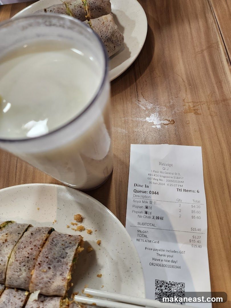 Receipt and food