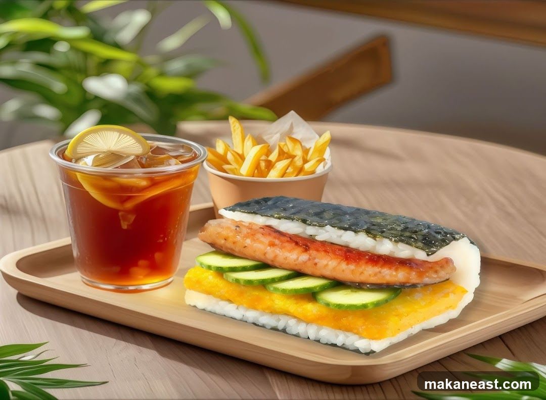 Onigirazu with Fries and Iced Tea