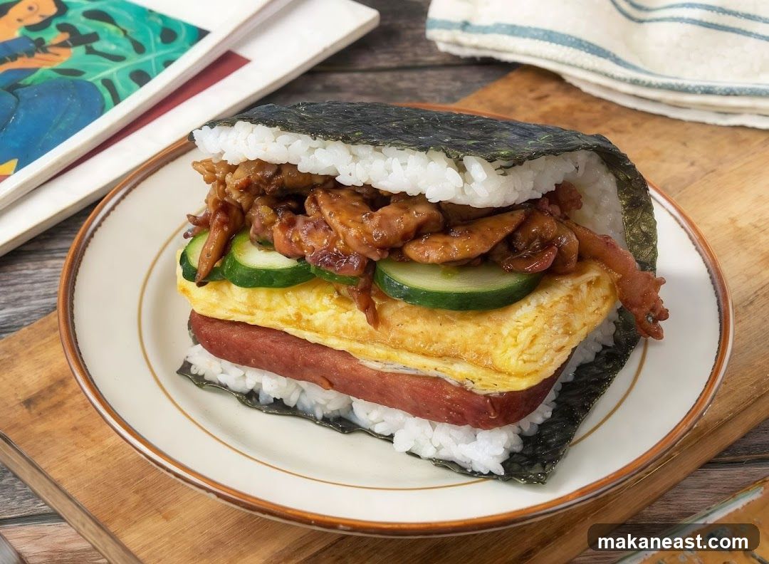 Onigirazu with Spam, Egg, and Chicken