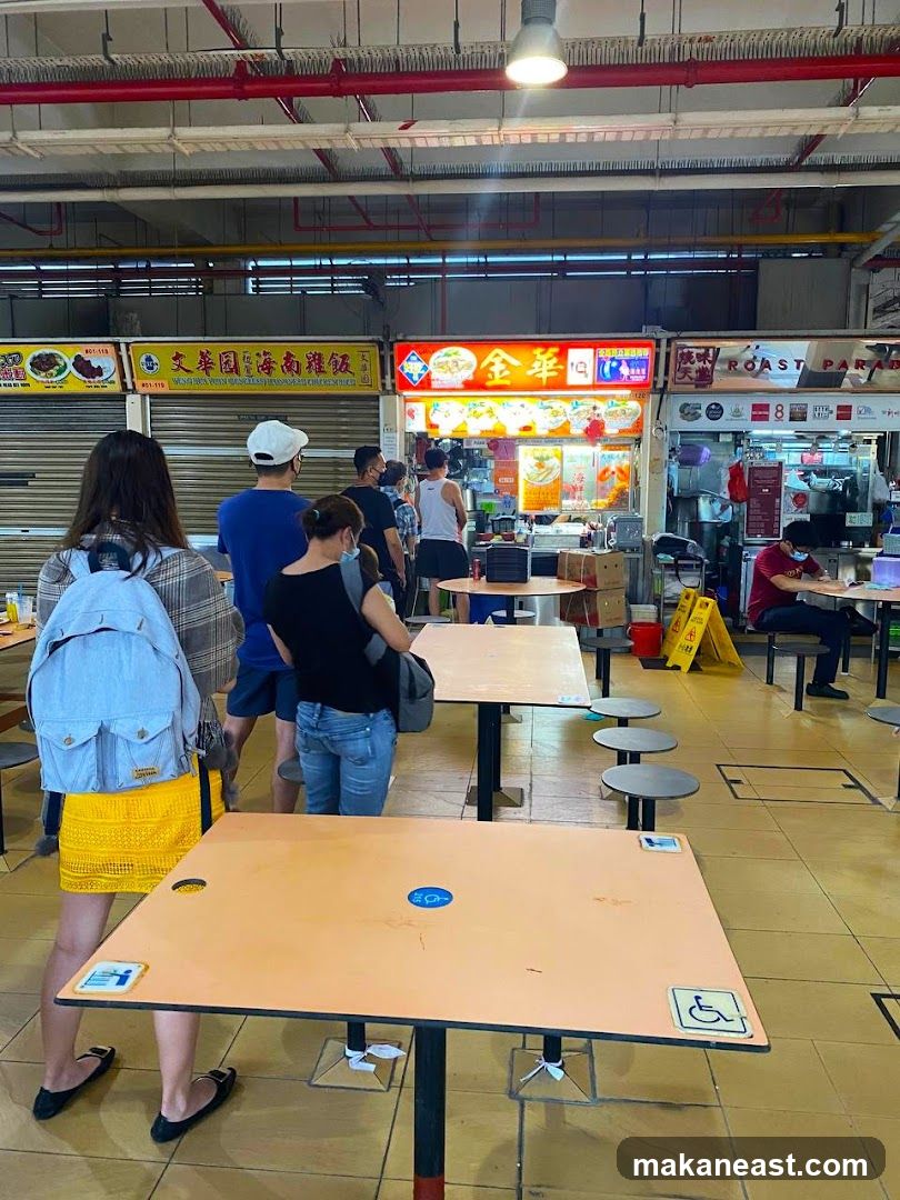 Food Court with People Queuing