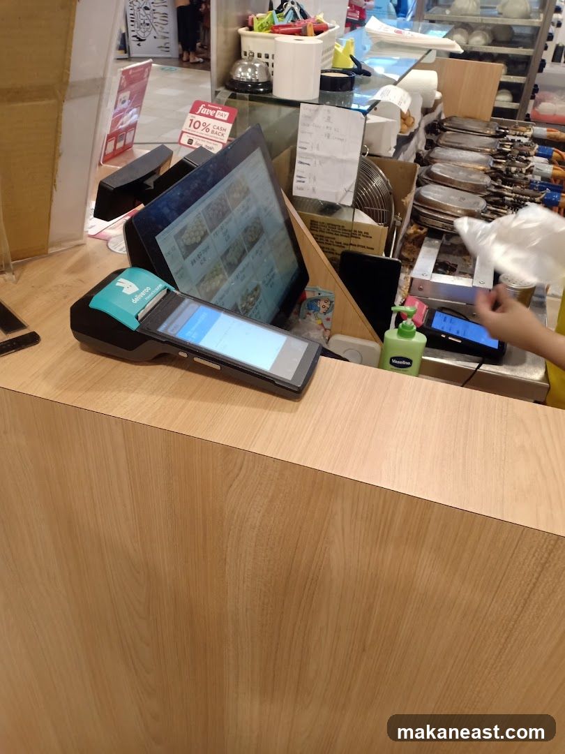 Counter with payment devices and menu display